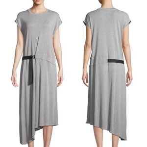 Rag & Bone Ophelia Belted Midi Tee Dress Heather Gray Jersey Asymmetrical $375 S